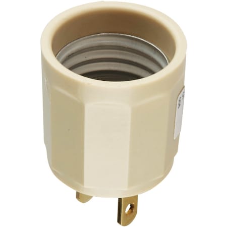 Leviton 600W 125V Ivory Outlet to Light Socket Adapter 006-00061I